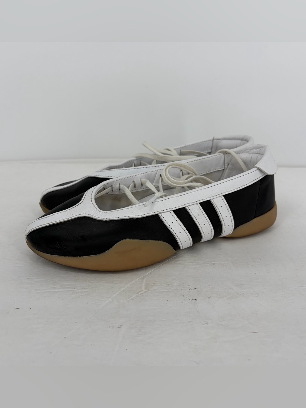 Adidas Taekwondo Mei Black White Lace Up Shoes Women 7.5 Satin Laces